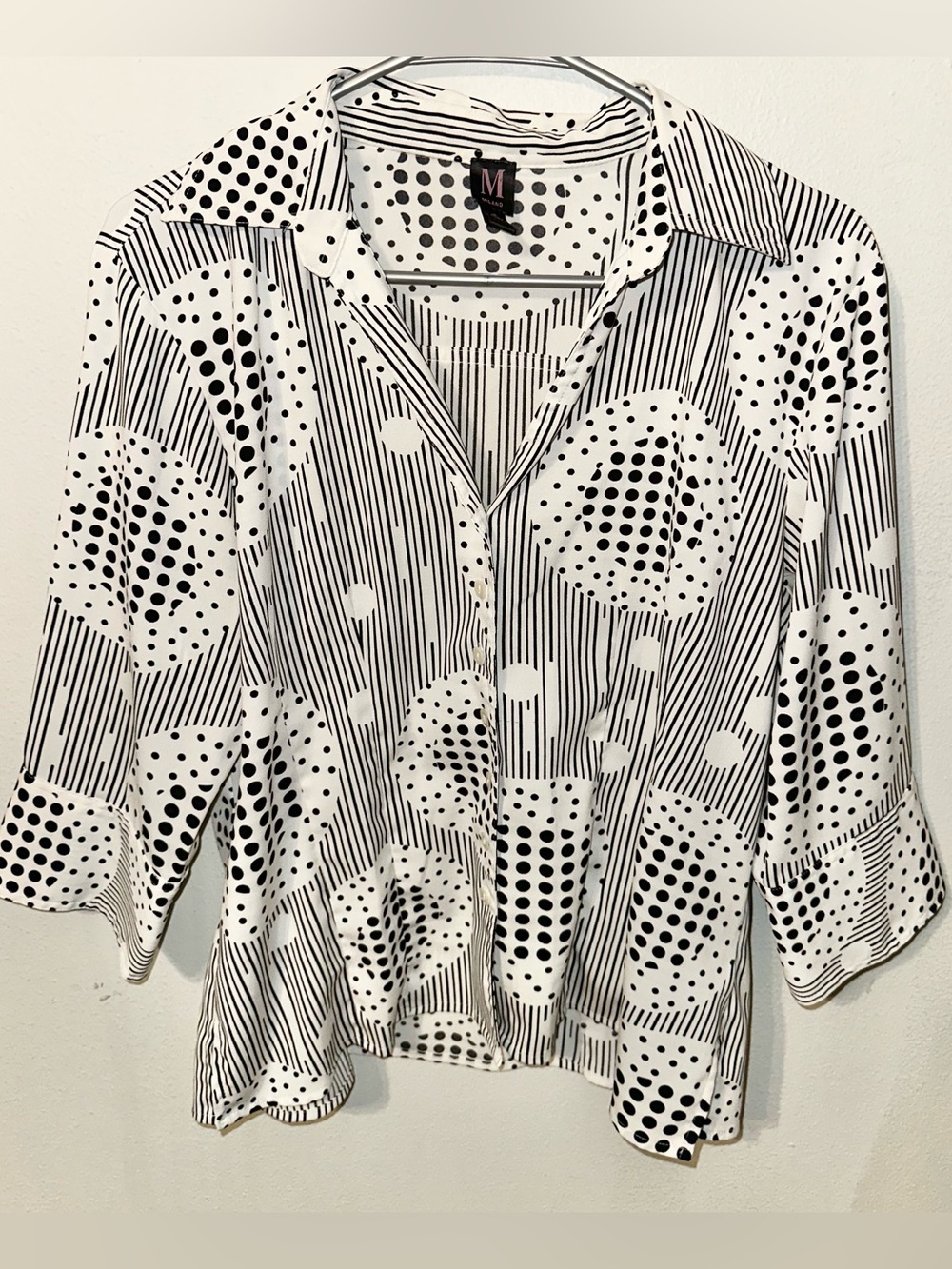 Milano Black and White Button Down Shirt